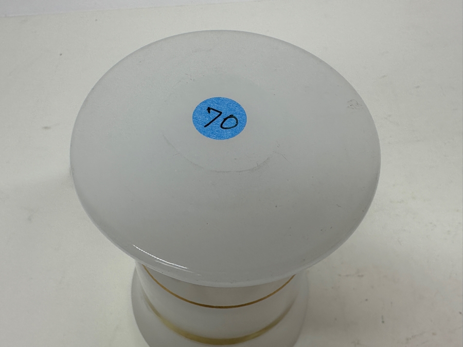 Antique Opaline Glass: White Footed Cup With Gold Decorations 4.25'H Appraised $50 [Photo 5]