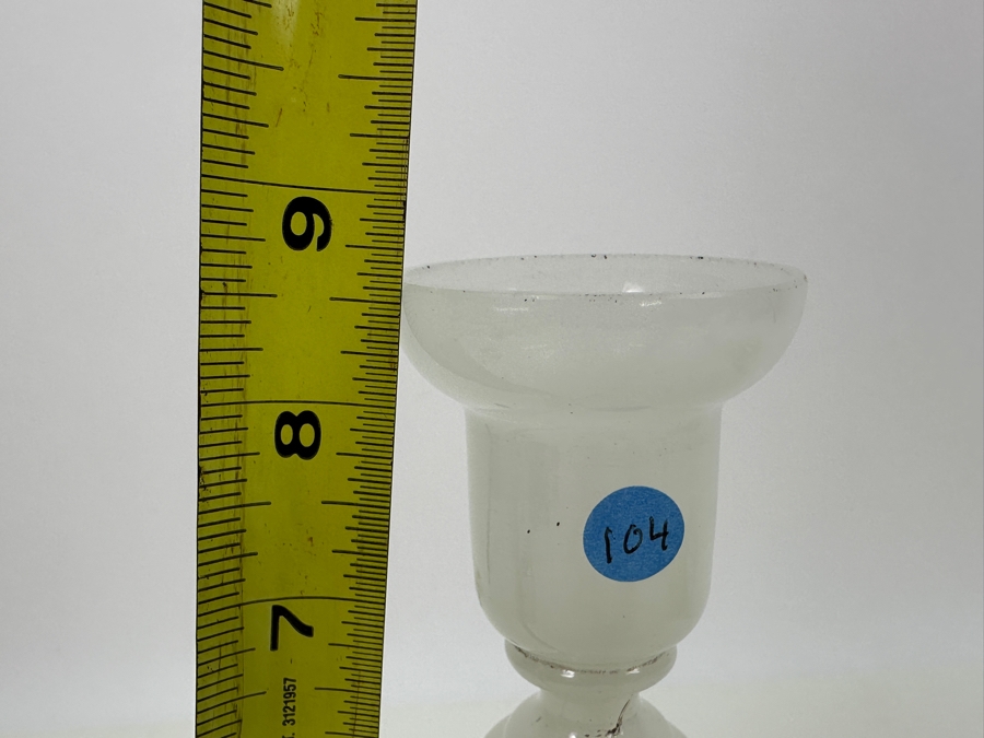 Antique Opaline Glass: White Candlestick 8.5'H Appraised $95 [Photo 7]