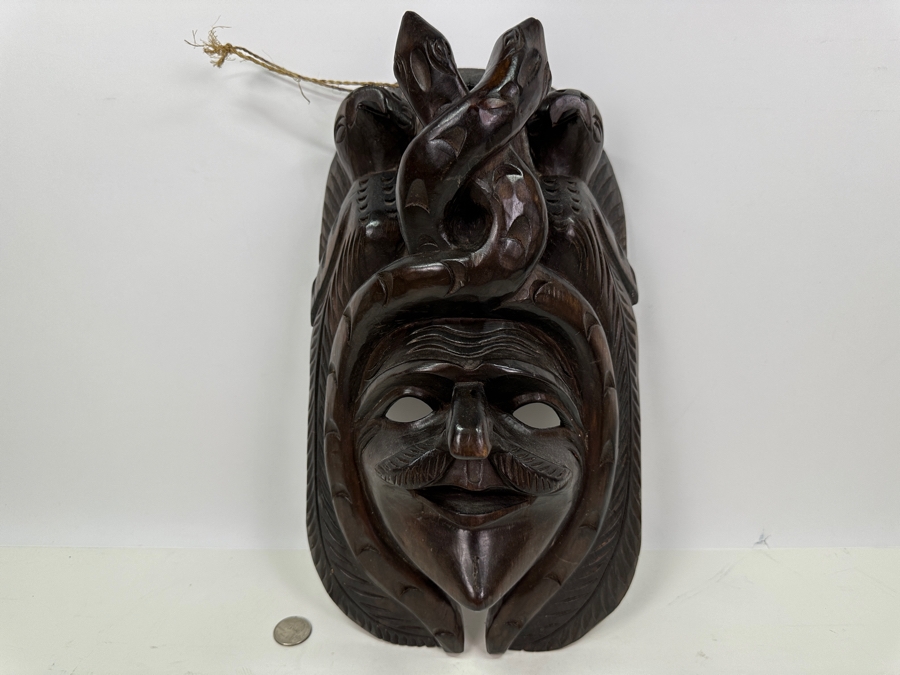 Hand Carved Wooden Mexican Mask 8.5'W X 14'L [Photo 2]