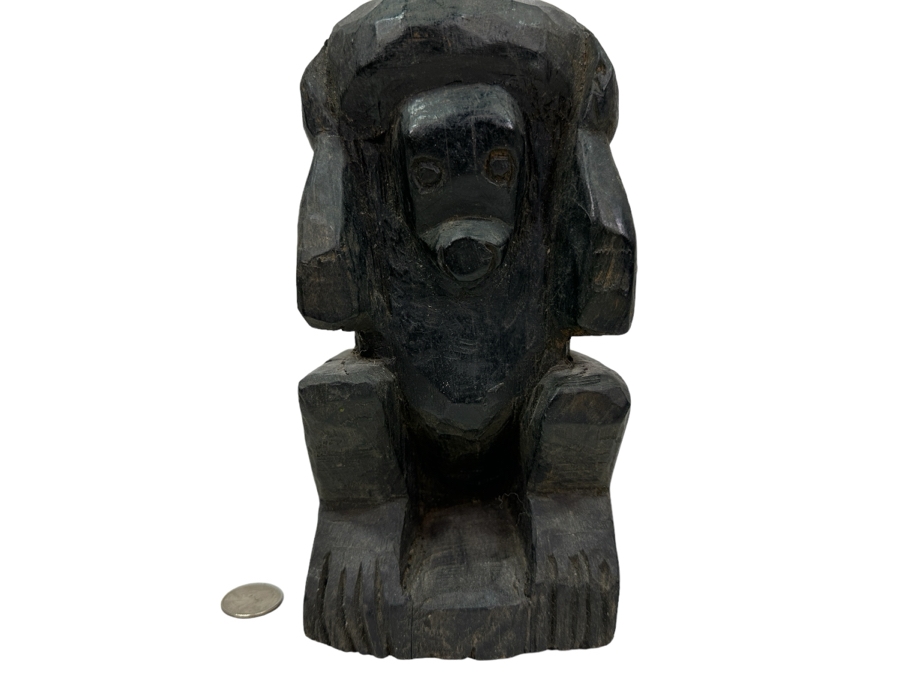 Vintage Carved Wooden Folk Art Monkey 9'H