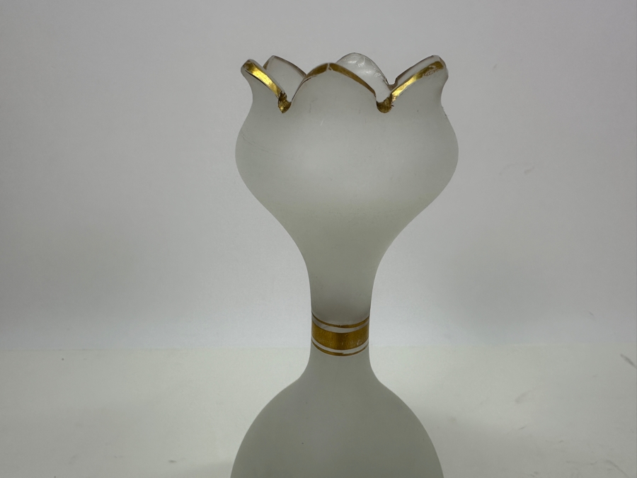 Antique Opaline Glass: White Vase With Gold Decor 8'H Appraised $35 [Photo 5]