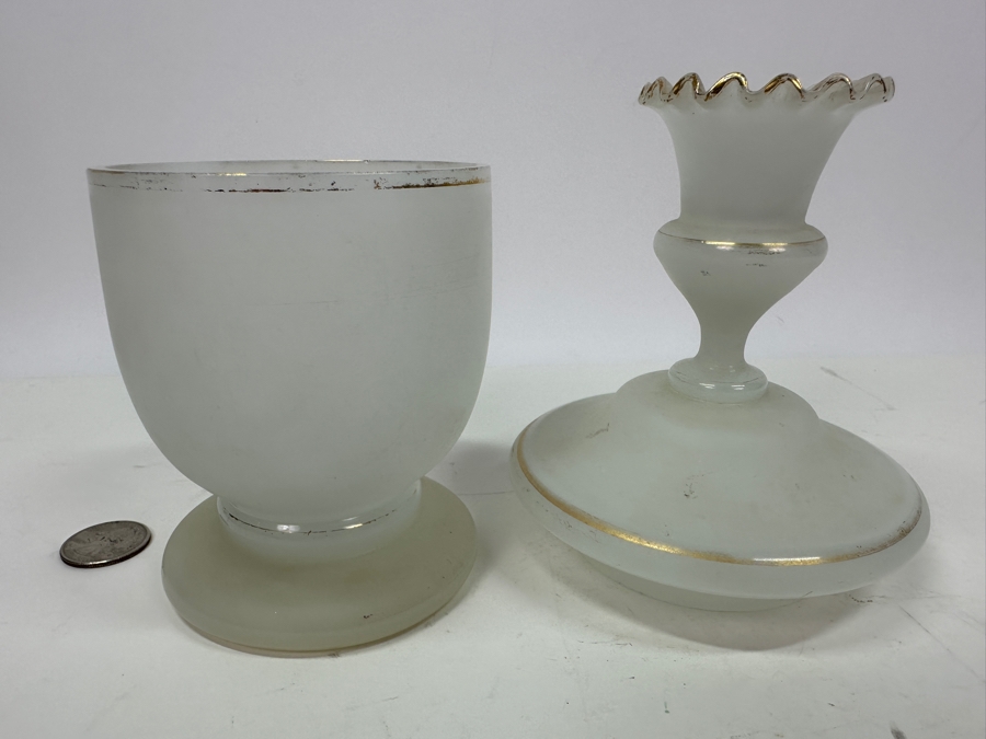 Antique Opaline Glass: White Jar With Lid 9'H Appraised $95 [Photo 6]