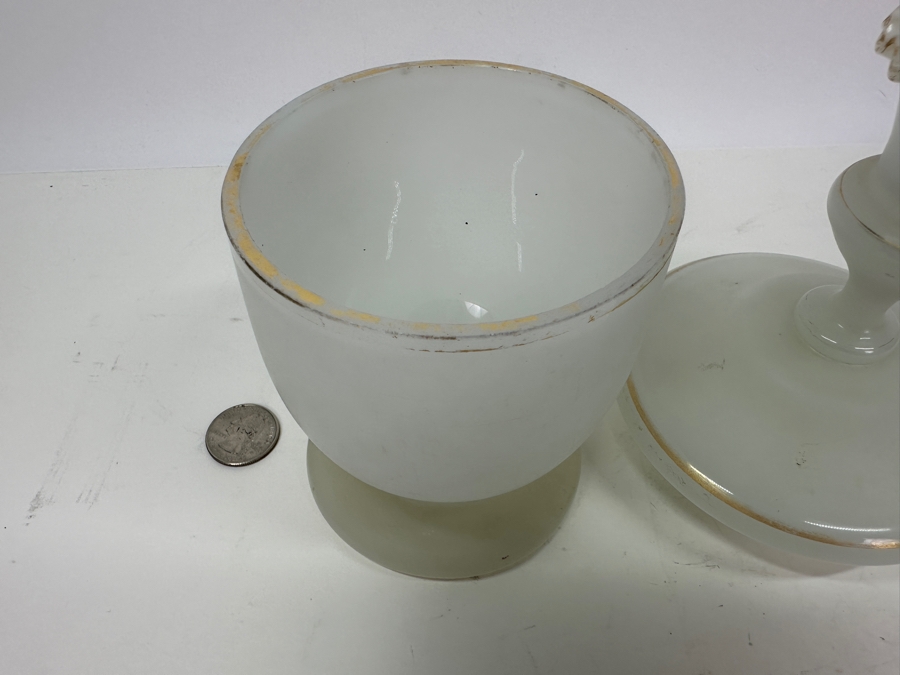 Antique Opaline Glass: White Jar With Lid 9'H Appraised $95 [Photo 8]