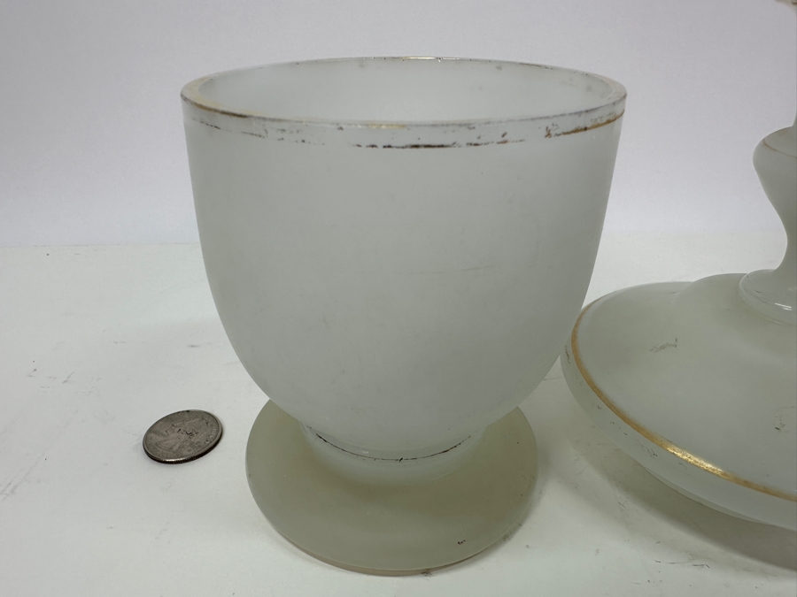 Antique Opaline Glass: White Jar With Lid 9'H Appraised $95 [Photo 7]