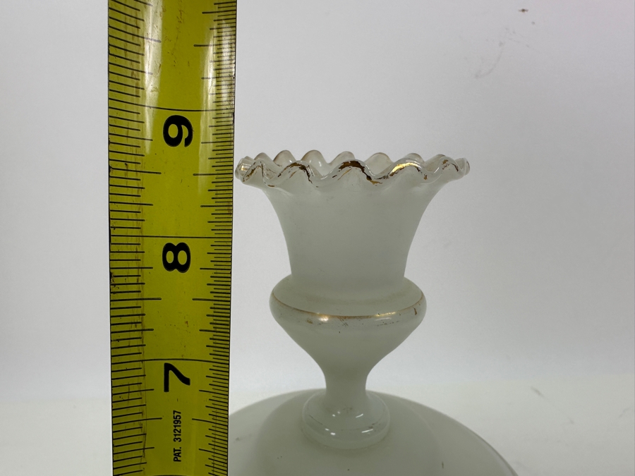 Antique Opaline Glass: White Jar With Lid 9'H Appraised $95 [Photo 11]