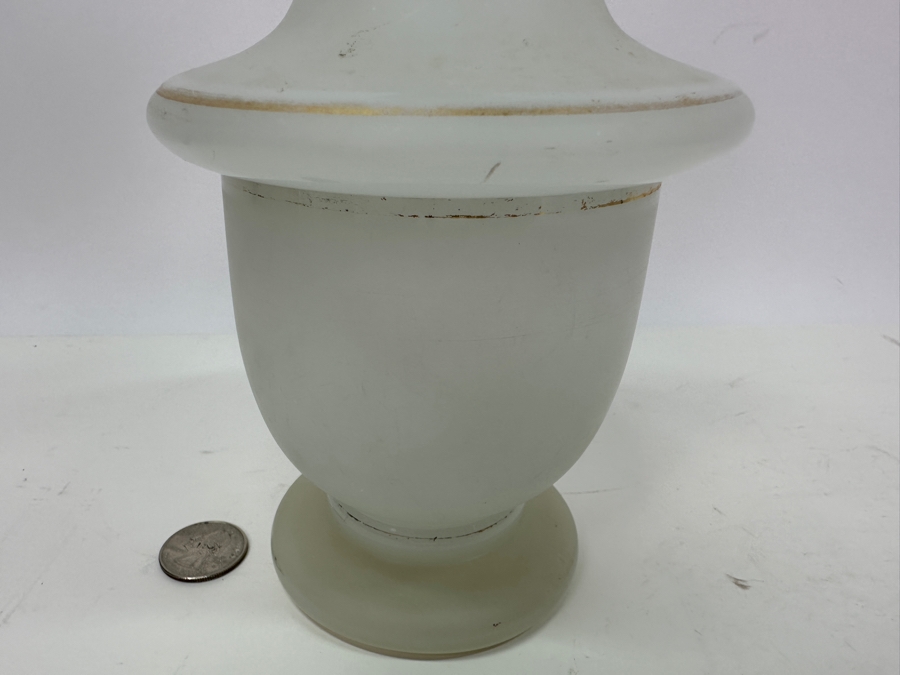 Antique Opaline Glass: White Jar With Lid 9'H Appraised $95 [Photo 5]