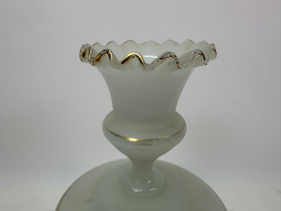 Antique Opaline Glass: White Jar With Lid 9'H Appraised $95 [Photo 4]