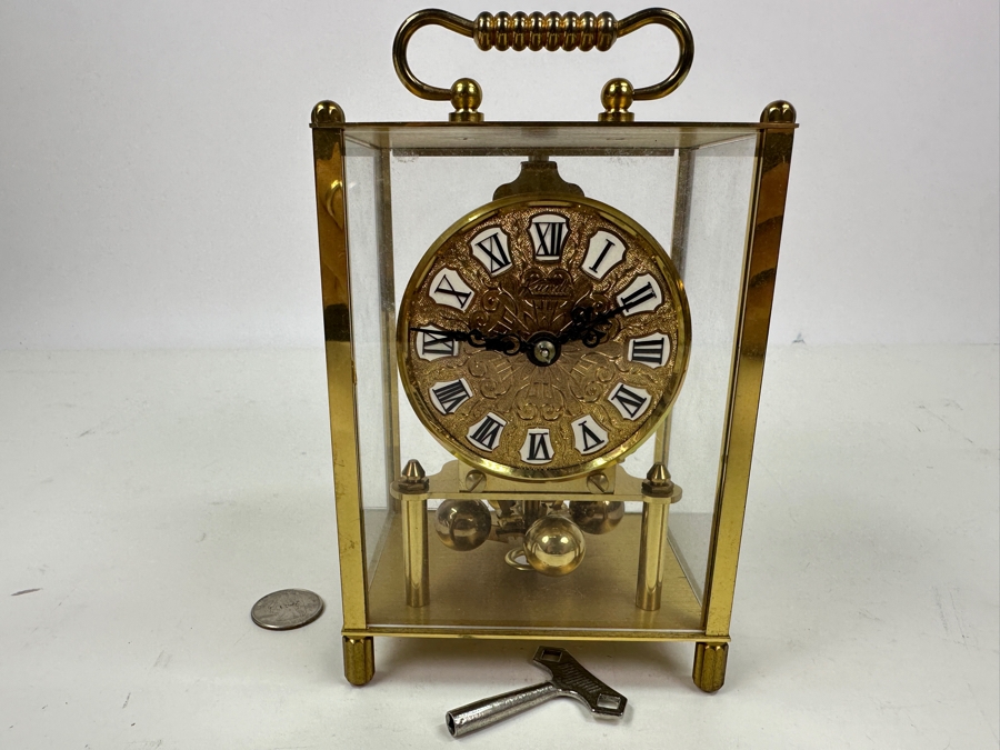 Vintage Brass Kundo Kieninger & Obergfell Anniversary Clock Working  4.5'W X 3.5'D X 7.5'H [Photo 2]
