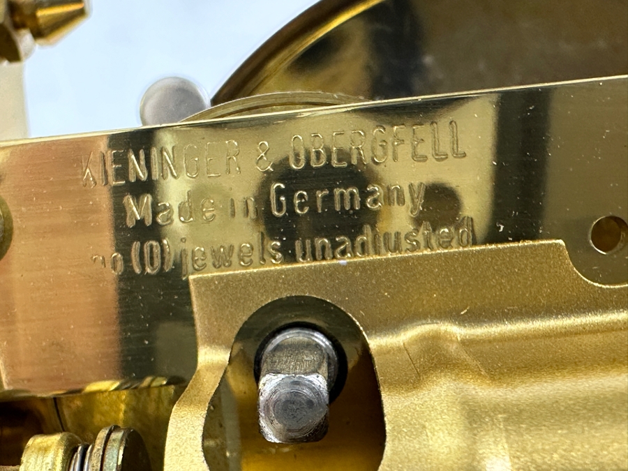 Vintage Brass Kundo Kieninger & Obergfell Anniversary Clock Working  4.5'W X 3.5'D X 7.5'H [Photo 14]