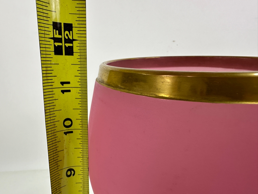 Antique Opaline Glass: Large Pink & Green Chalice With Gold Dots And Trim 11.5'H Appraised $475 [Photo 7]