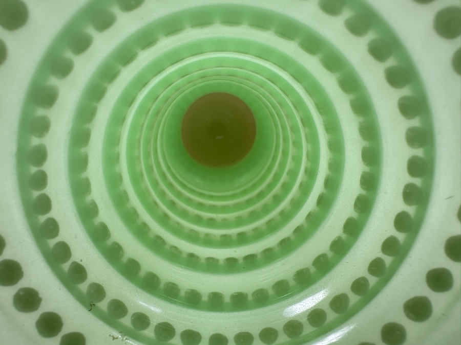 Antique Opaline Glass: Large Pink & Green Chalice With Gold Dots And Trim 11.5'H Appraised $475 [Photo 6]