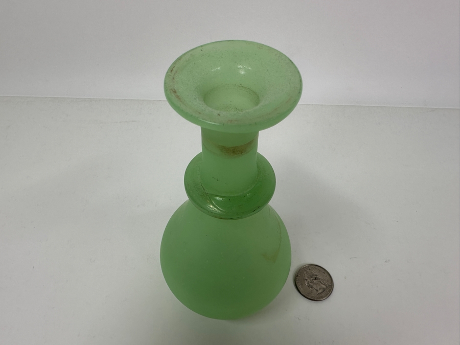 Antique Opaline Glass: Green Perfume Bottle With Stopper 7.5'H Appraised $70 [Photo 5]