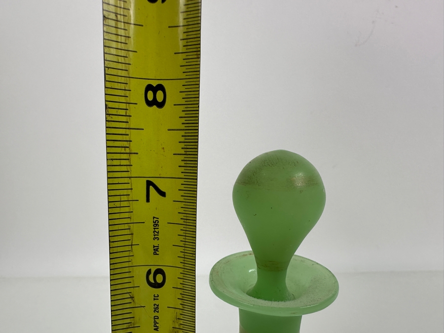 Antique Opaline Glass: Green Perfume Bottle With Stopper 7.5'H Appraised $70 [Photo 7]
