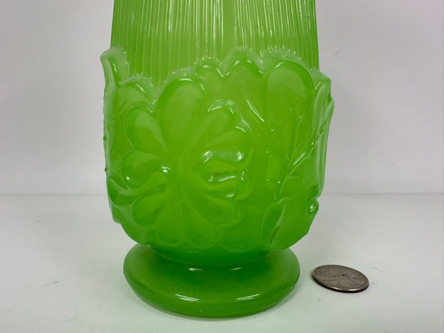 Antique Opaline Glass: Green Vase 10.5'H Appraised $150 [Photo 6]