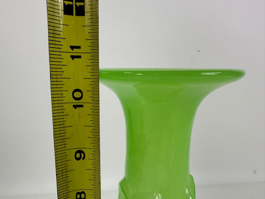 Antique Opaline Glass: Green Vase 10.5'H Appraised $150 [Photo 11]