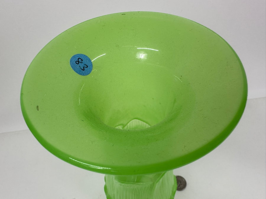 Antique Opaline Glass: Green Vase 10.5'H Appraised $150 [Photo 8]
