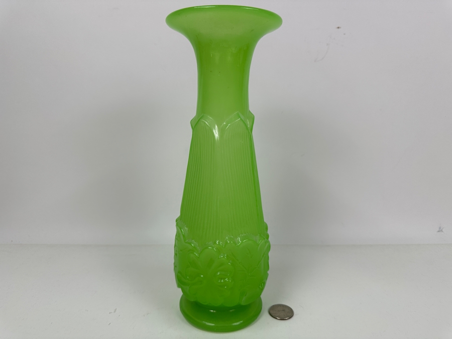 Antique Opaline Glass: Green Vase 10.5'H Appraised $150 [Photo 4]