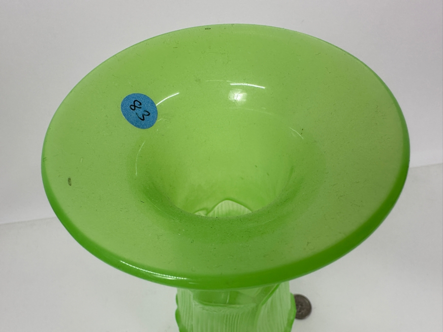 Antique Opaline Glass: Green Vase 10.5'H Appraised $150 [Photo 9]