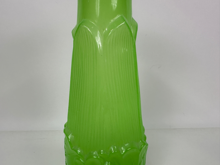 Antique Opaline Glass: Green Vase 10.5'H Appraised $150 [Photo 7]