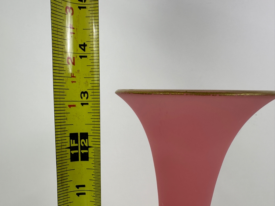 Antique Opaline Glass: Pink Vase With Gold Decor 13'H Appraised $325 [Photo 7]