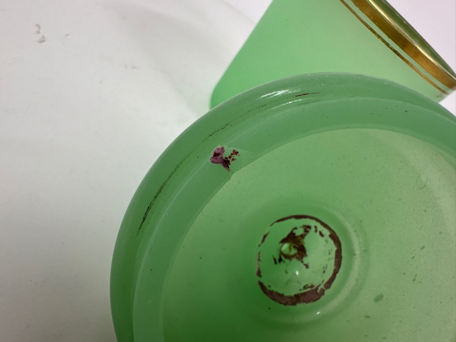 Antique Opaline Glass: Green Powder Box With Lid 5.25'H Appraised $75 [Photo 7]