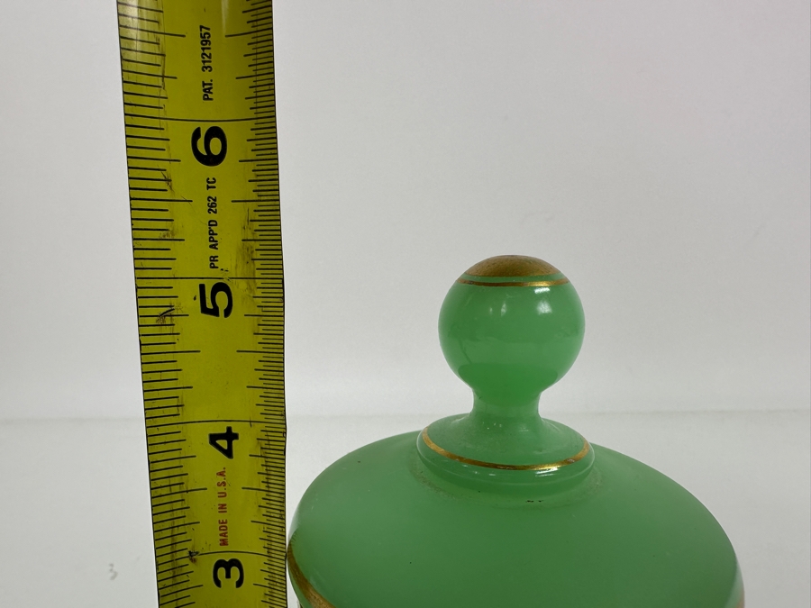 Antique Opaline Glass: Green Powder Box With Lid 5.25'H Appraised $75 [Photo 10]