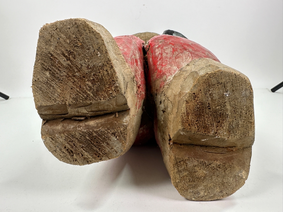 Vintage Mexican Folk Art Carved Wooden Tree Trunk Sculpture Cowboy With Pistol And Bullet Belt 24'H [Photo 11]