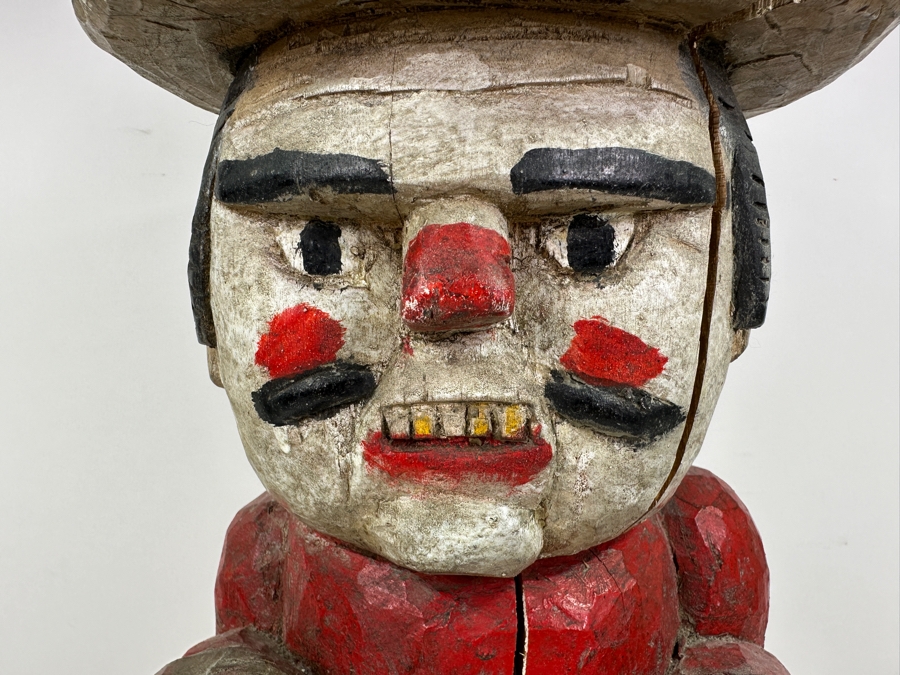 Vintage Mexican Folk Art Carved Wooden Tree Trunk Sculpture Cowboy With Pistol And Bullet Belt 24'H [Photo 6]