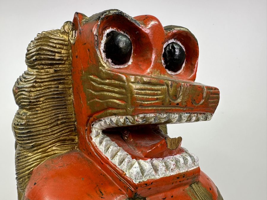 Vintage Chinese Carved Wooden Foo Dog Lion, Heavy 8.5'W X 12'D X 17'H [Photo 6]