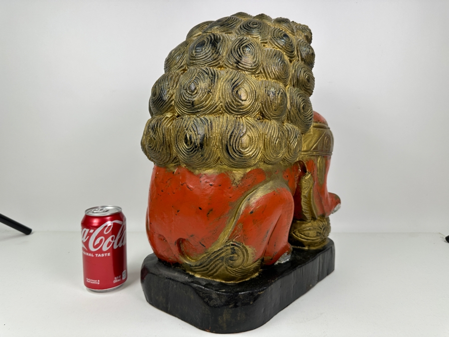 Vintage Chinese Carved Wooden Foo Dog Lion, Heavy 8.5'W X 12'D X 17'H [Photo 10]