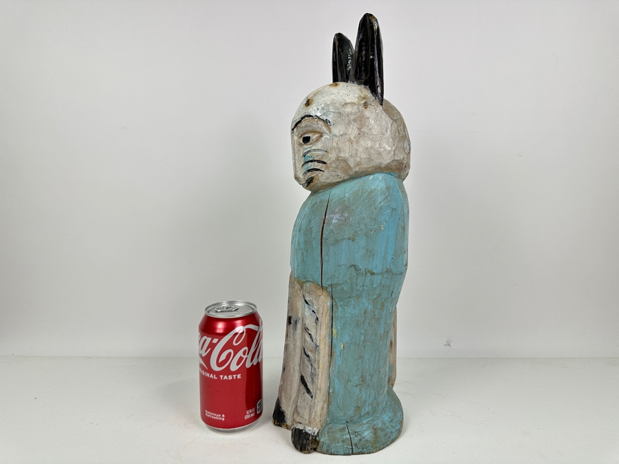 Vintage Carved Wooden Polychrome Folk Art Cat Sculpture 16'H [Photo 7]