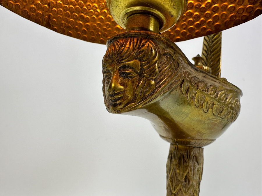 Vintage French Brass Aladdin Genie Style Table Lamp With Hanging Shade Muller Freres Style 18'H [Photo 5]