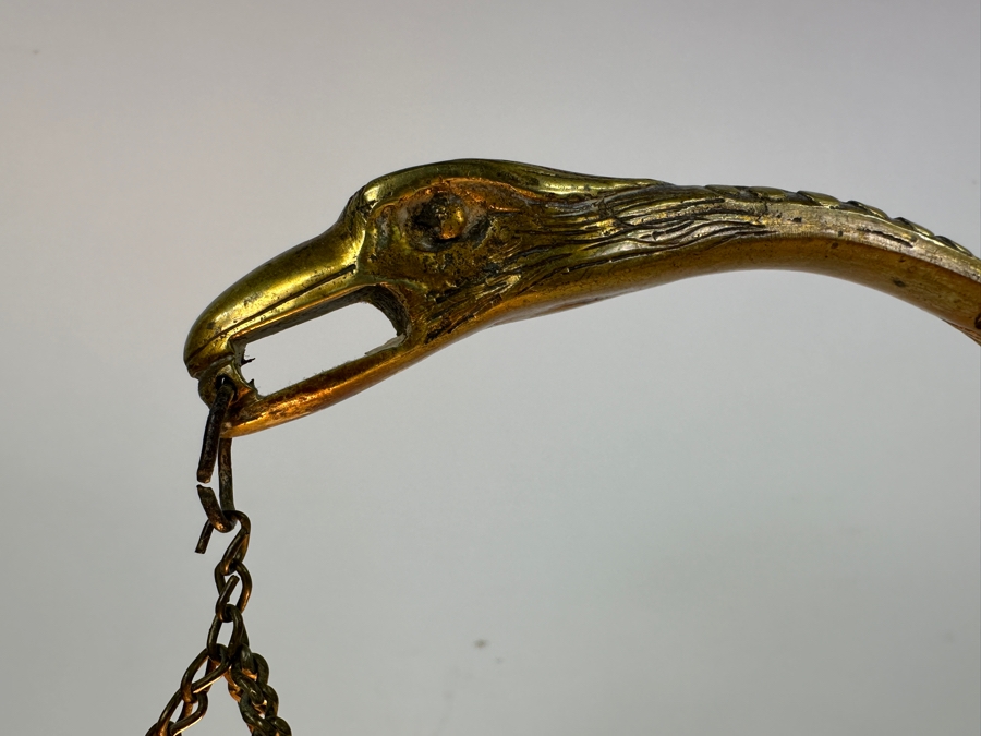 Vintage French Brass Aladdin Genie Style Table Lamp With Hanging Shade Muller Freres Style 18'H [Photo 3]