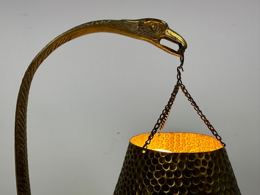 Vintage French Brass Aladdin Genie Style Table Lamp With Hanging Shade Muller Freres Style 18'H [Photo 9]