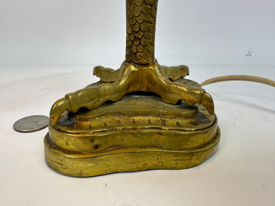 Vintage French Brass Aladdin Genie Style Table Lamp With Hanging Shade Muller Freres Style 18'H [Photo 6]