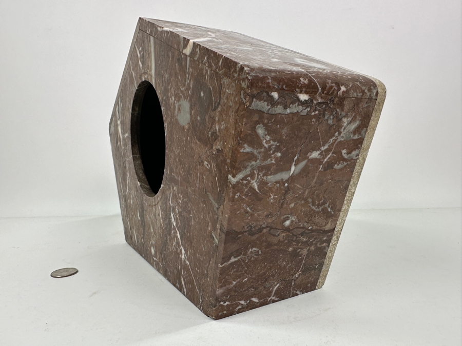 Vintage French Marble With Applied Metal Roses Mantle Clock Converted To Modern Quartz Movement Working 13'W X 5'D X 9'H [Photo 11]