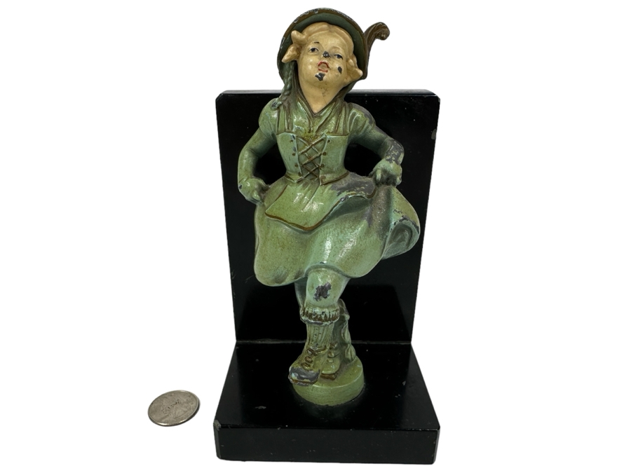 Vintage J B Hirsch Polychrome Metal Dancing Girl Bookend Figurine 6.5'H [Photo 1]