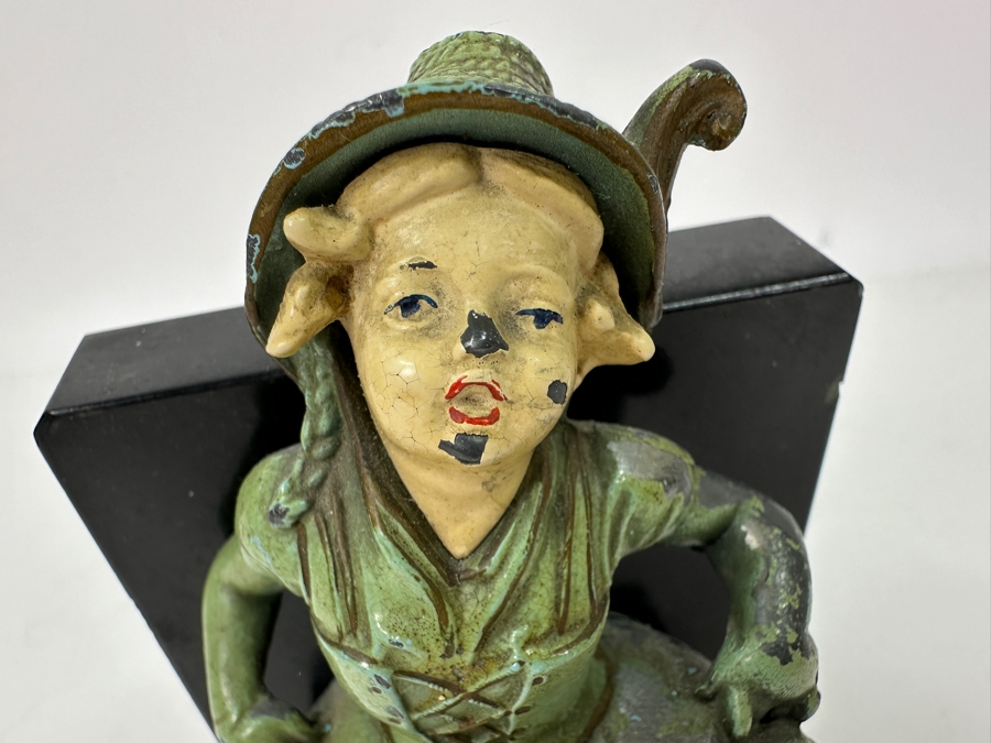 Vintage J B Hirsch Polychrome Metal Dancing Girl Bookend Figurine 6.5'H [Photo 5]