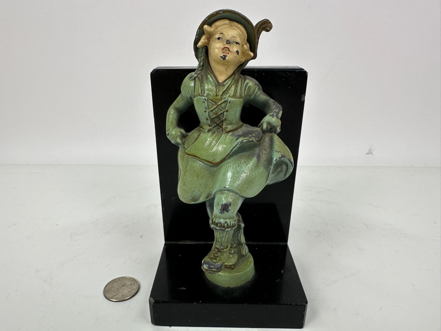 Vintage J B Hirsch Polychrome Metal Dancing Girl Bookend Figurine 6.5'H [Photo 2]