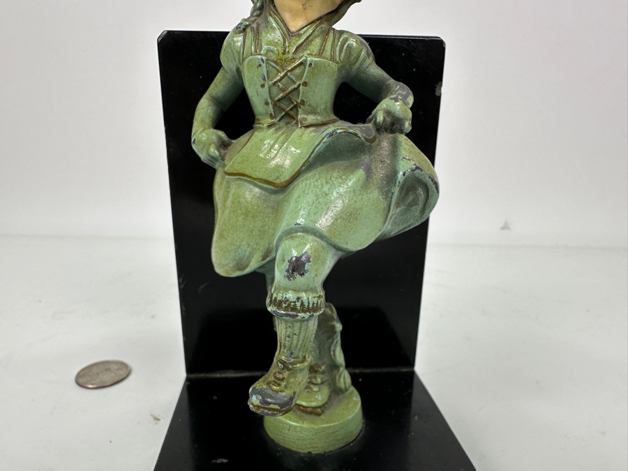 Vintage J B Hirsch Polychrome Metal Dancing Girl Bookend Figurine 6.5'H [Photo 6]