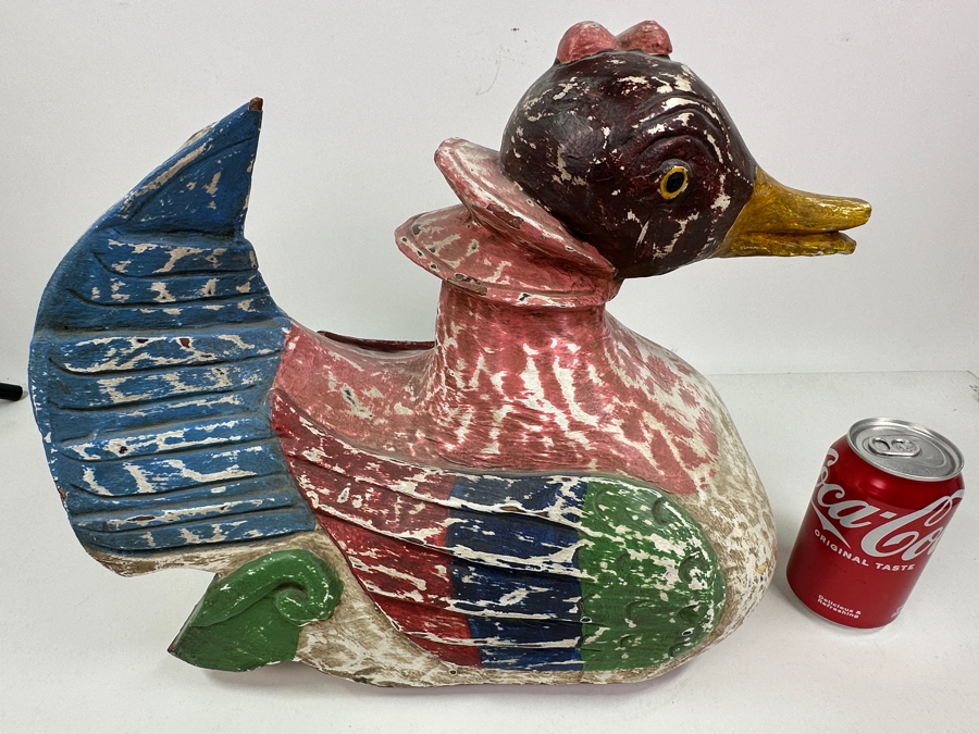 Large Vintage Large Hand Carved Wooden Polychrome Hen Duck 15'W X 8'D X 13'H [Photo 4]