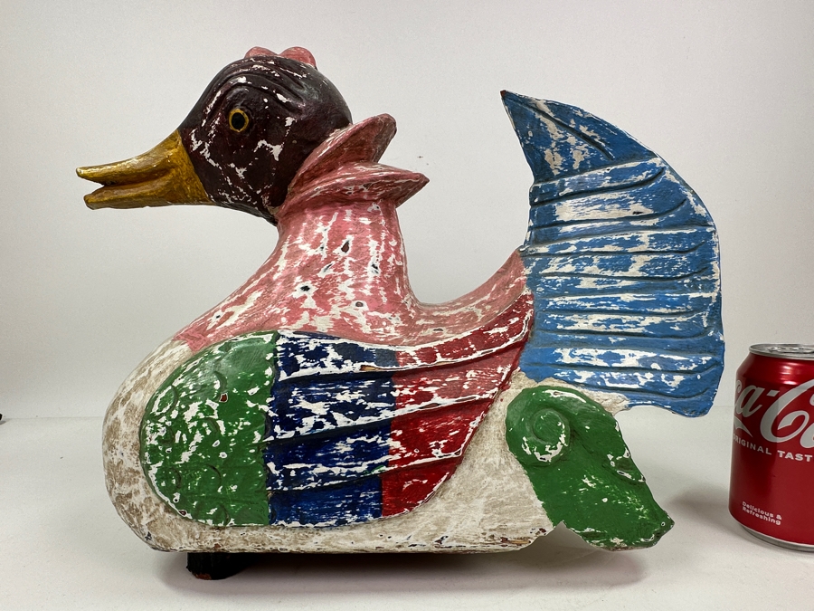 Large Vintage Large Hand Carved Wooden Polychrome Hen Duck 15'W X 8'D X 13'H [Photo 6]
