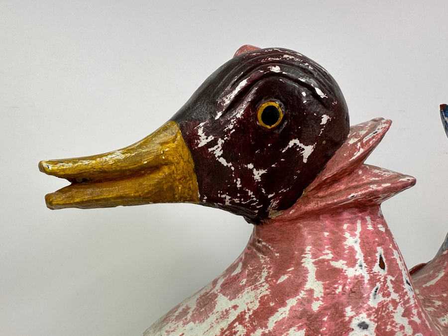 Large Vintage Large Hand Carved Wooden Polychrome Hen Duck 15'W X 8'D X 13'H [Photo 8]
