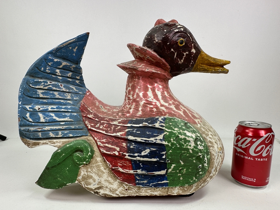 Large Vintage Large Hand Carved Wooden Polychrome Hen Duck 15'W X 8'D X 13'H [Photo 3]