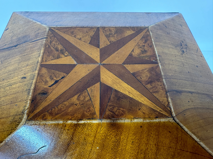 Antique Wooden Inlaid Star Box See Photos For Issues 7.75'W X 7.75'D X 7'H [Photo 5]