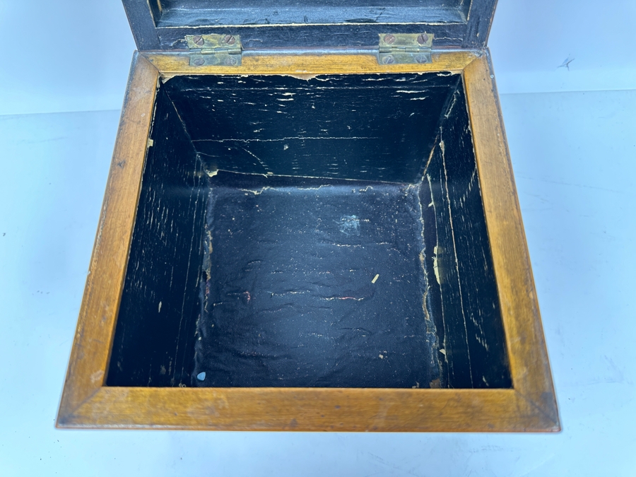 Antique Wooden Inlaid Star Box See Photos For Issues 7.75'W X 7.75'D X 7'H [Photo 12]