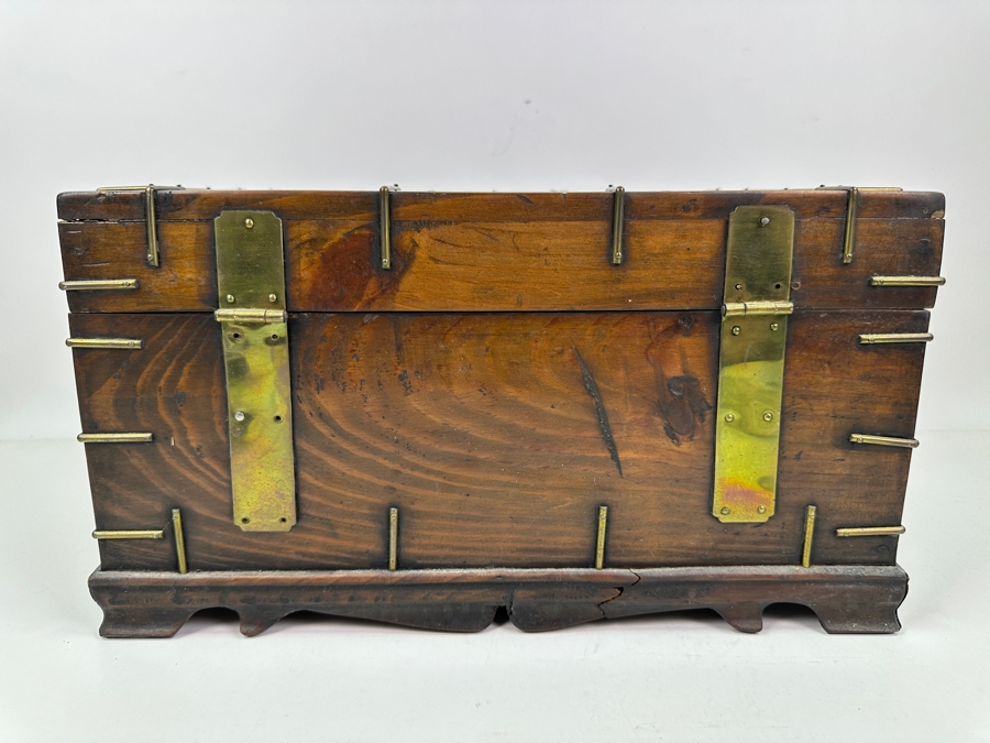 Vintage Chinese Wooden & Brass Box 16.5'W X 9.5'D X 9'H [Photo 8]