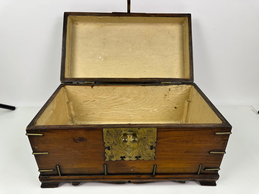 Vintage Chinese Wooden & Brass Box 16.5'W X 9.5'D X 9'H [Photo 11]