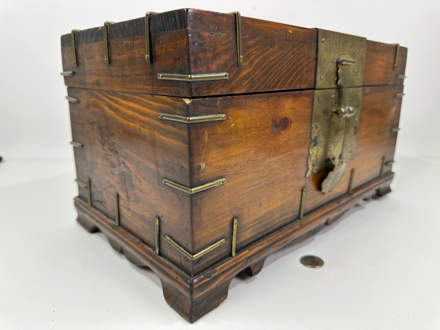 Vintage Chinese Wooden & Brass Box 16.5'W X 9.5'D X 9'H [Photo 6]