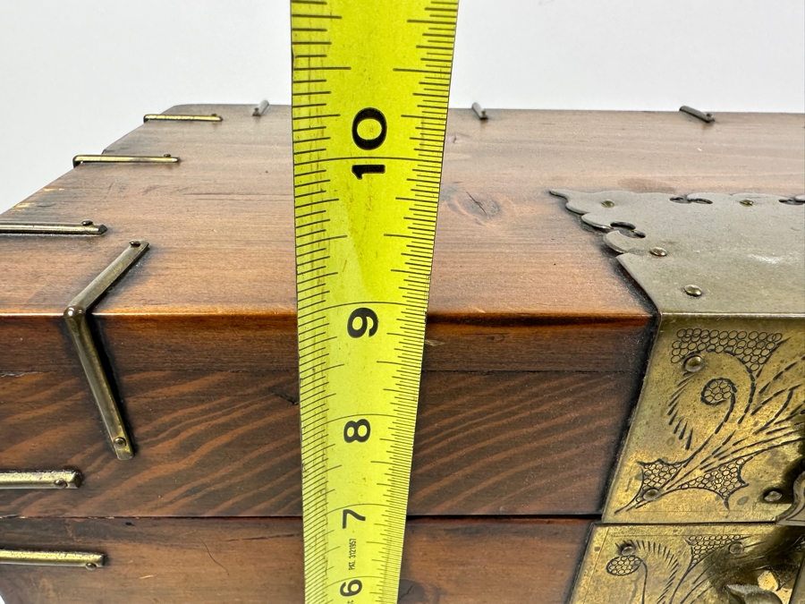 Vintage Chinese Wooden & Brass Box 16.5'W X 9.5'D X 9'H [Photo 15]